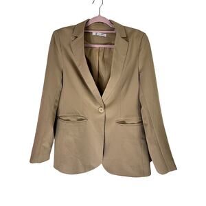 Cicy Bell Khaki Casual Oopen Front Long Sleeve Casual Jacket Blazer Size M